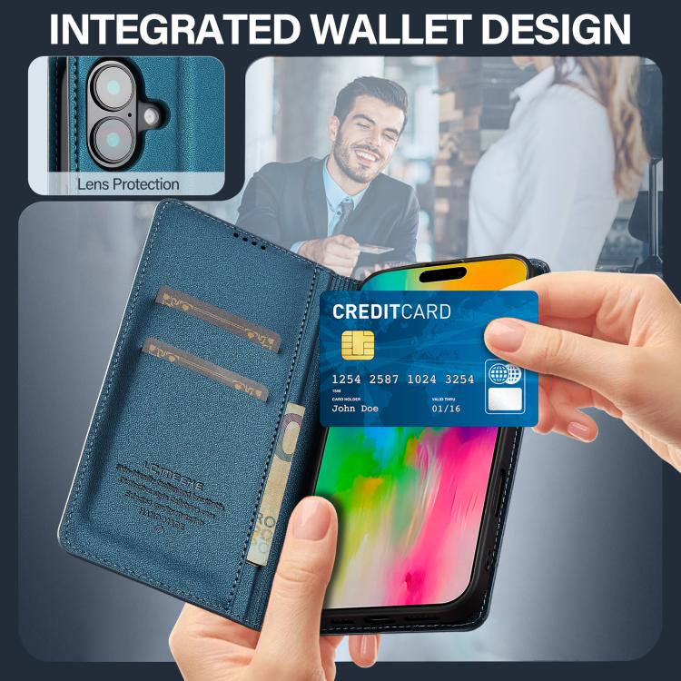 For iPhone 17 LC.IMEEKE L1 Series Frosted Fine Texture PU Phone Case(Blue) - iPhone 17 Cases by LC.IMEEKE | Online Shopping UK | buy2fix