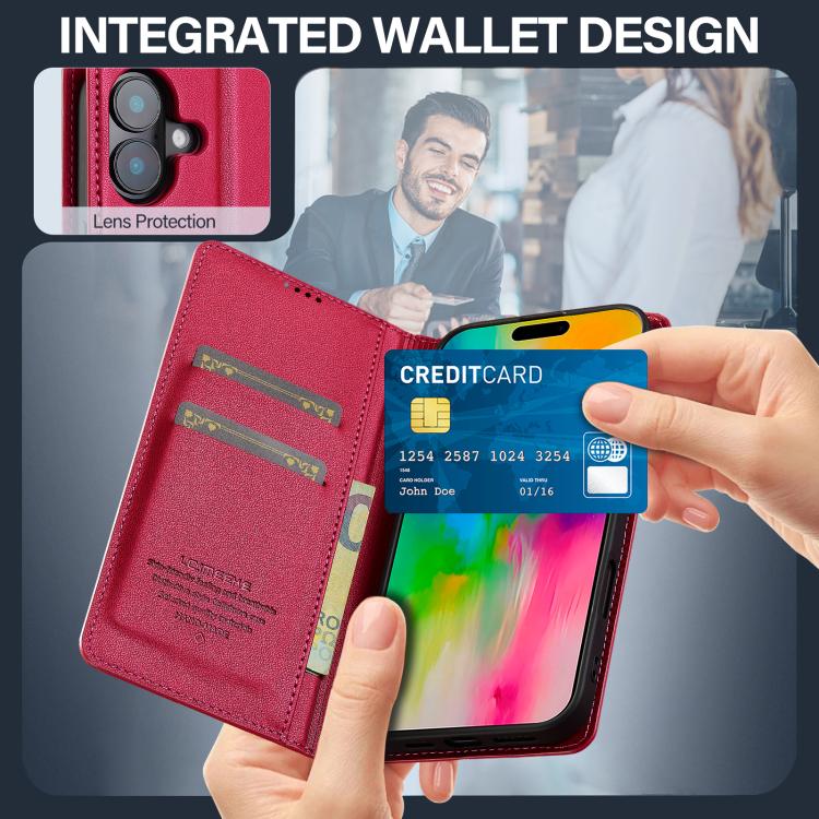 For iPhone 17 LC.IMEEKE L1 Series Frosted Fine Texture PU Phone Case(Red) - iPhone 17 Cases by LC.IMEEKE | Online Shopping UK | buy2fix