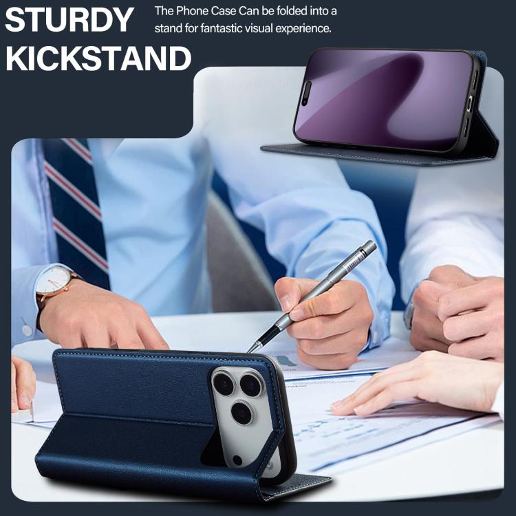 For iPhone 17 Pro LC.IMEEKE L1 Series Frosted Fine Texture PU Phone Case(Blue) - iPhone 17 Pro Cases by LC.IMEEKE | Online Shopping UK | buy2fix