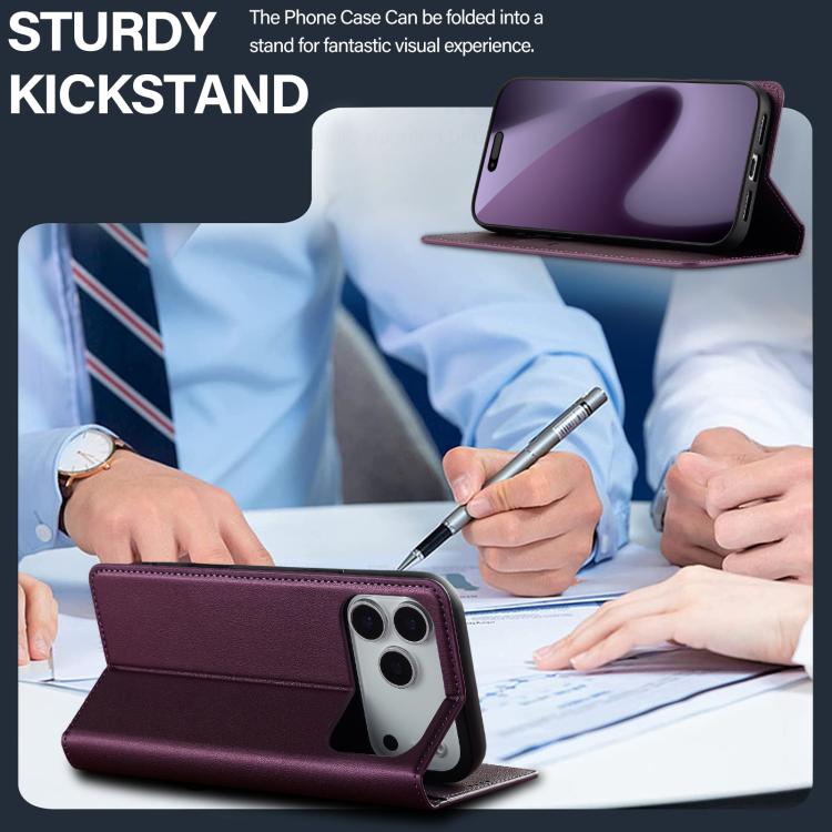 For iPhone 17 Pro Max LC.IMEEKE L1 Series Frosted Fine Texture PU Phone Case(Purple) - iPhone 17 Pro Max Cases by LC.IMEEKE | Online Shopping UK | buy2fix