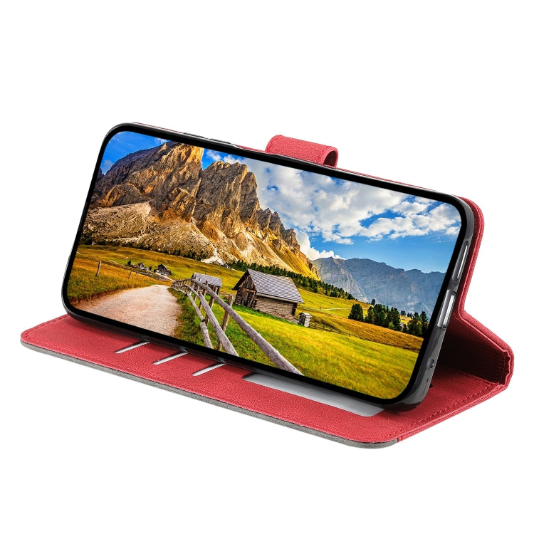 For iPhone 16 Nail Skin Feel Stitching Calf Texture Leather Phone Case(Red) by buy2fix