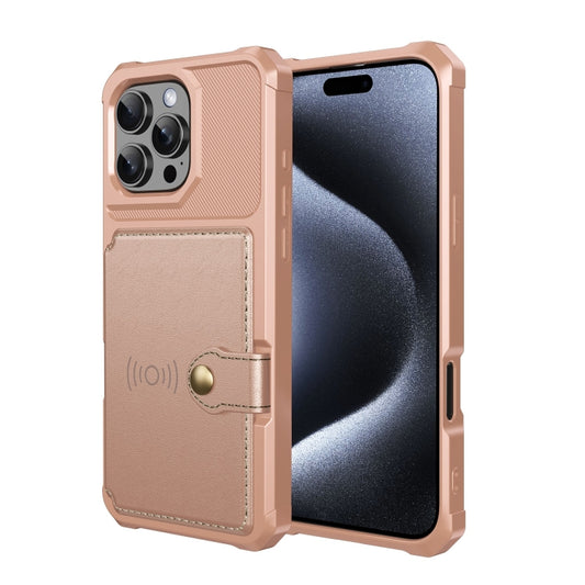 For iPhone 16 Pro Max Magnetic Wallet Card Bag Leather Phone Case(Rose Gold) by buy2fix