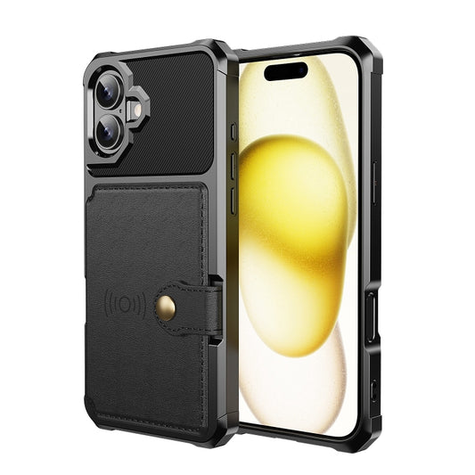 For iPhone 16 Plus Magnetic Wallet Card Bag Leather Phone Case(Black) by buy2fix