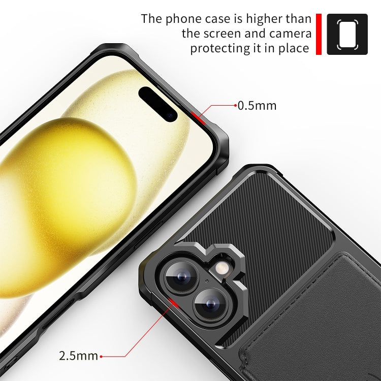 For iPhone 16 Magnetic Wallet Card Bag Leather Phone Case(Black) by buy2fix