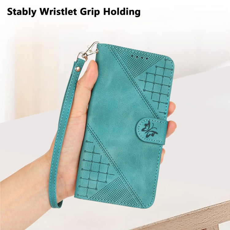 For Google Pixel 9 / 9 Pro Grid Butterfly Embossed Pattern Leather Phone Case with Lanyard(Light Blue) by buy2fix