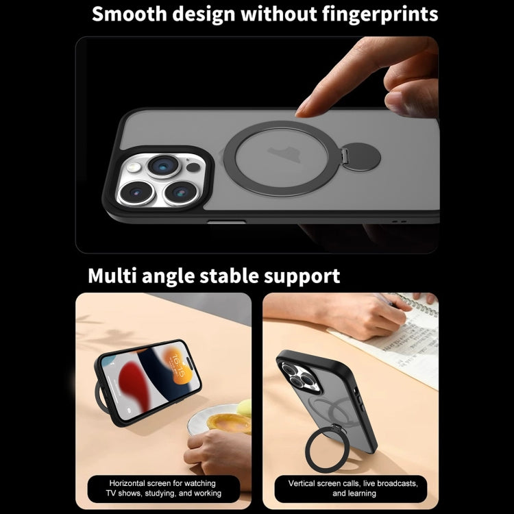 For iPhone 15 360 Degree Rotating MagSafe Magnetic Bracket Frosted Phone Case(Orange) by buy2fix