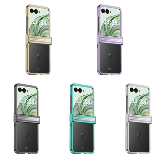 For Motorola Razr 50 Ultra Three Parts 6D Electroplating PC Shockproof Phone Case(Gold) by buy2fix