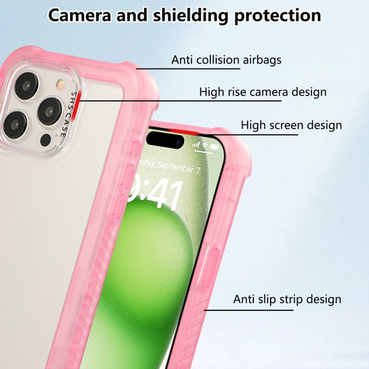 For iPhone 16 Plus Transparent Matte TPU Hybrid PC 3-in-1 Phone Case(Pink) by buy2fix