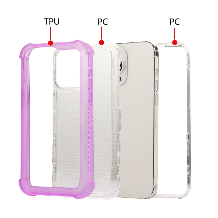 For iPhone 16 Transparent Matte TPU Hybrid PC 3-in-1 Phone Case(Pink) by buy2fix