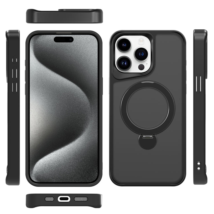 For iPhone 16 Pro Max Invisible Fulcrum Holder MagSafe Phone Case(Black) by buy2fix