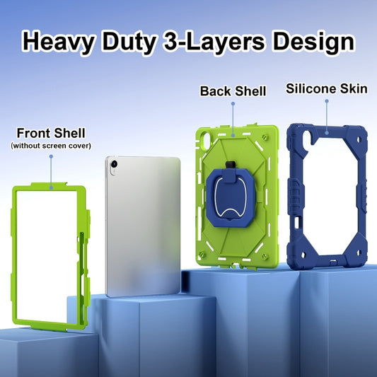 For Huawei Matepad 11.5 2023 Contrast Color Robot Silicone Hybrid PC Tablet Case(Navy Yellow Green) by buy2fix