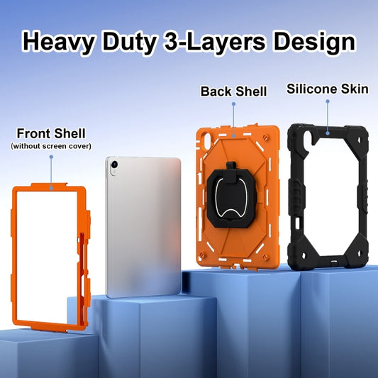 For Huawei Matepad 11.5 2023 Contrast Color Robot Silicone Hybrid PC Tablet Case(Black Orange) by buy2fix