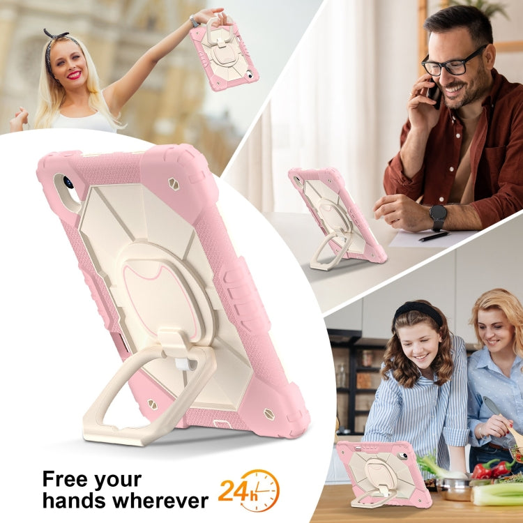 For Huawei Matepad 11.5 2023 Contrast Color Robot Silicone Hybrid PC Tablet Case(Rose Gold Beige) by buy2fix