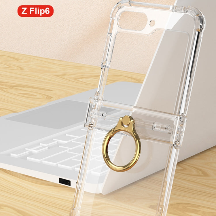 For Samsung Galaxy Z Flip6 / Flip7 FE GKK Clear Airbag Hinge Full Coverage Phone Case with Ring / Metal Chain(Silver) by GKK
