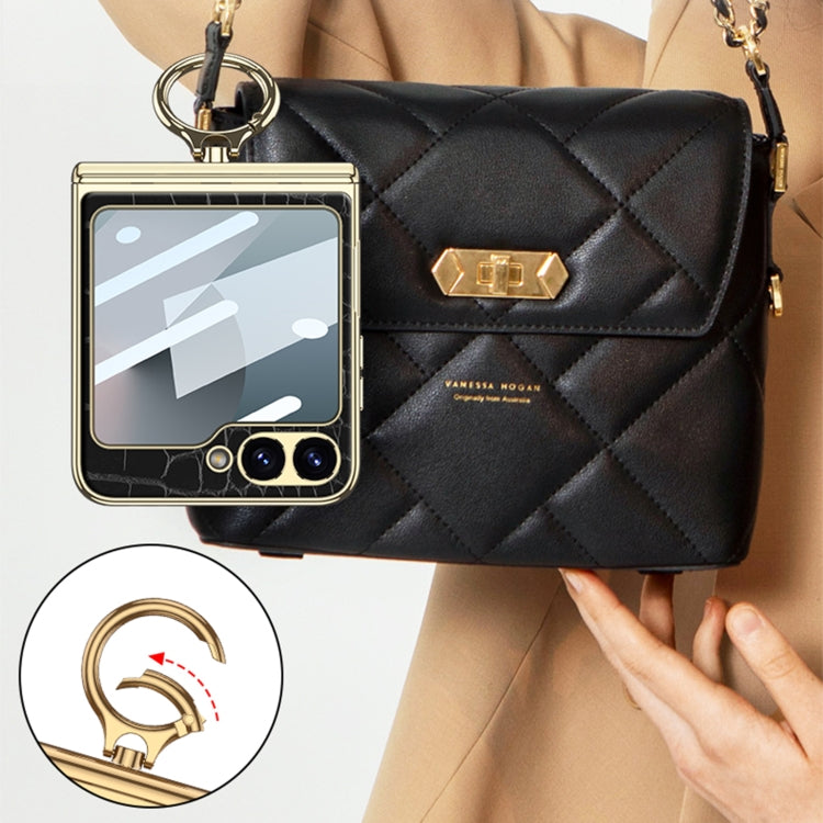 For Samsung Galaxy Z Flip6 / Flip7 FE GKK Integrated Electroplated Crocodile Texture Leather Phone Case with Ring(Python Texture) - Galaxy Z Flip6 5G Cases by GKK | Online Shopping UK | buy2fix