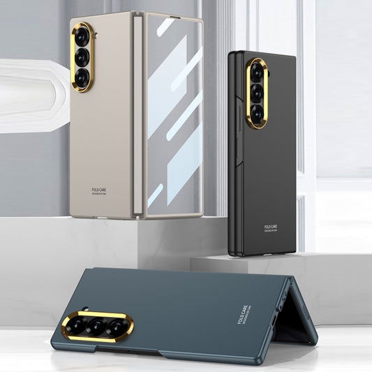 For Samsung Galaxy Z Fold6 GKK Integrated Ultra-thin Electroplating Lens Frame Phone Case(Grey) by GKK