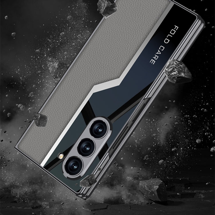 For Samsung Galaxy Z Fold6 GKK Integrated Plating TPU + Leather Supercar Full Coverage Phone Case(Titanium Grey) by GKK
