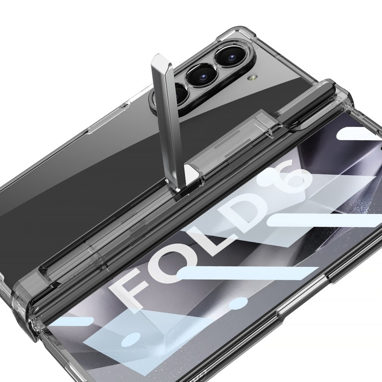 For Samsung Galaxy Z Fold6 GKK Integrated Airbag Hinge Full Coverage Phone Case with Holder / Pen Box, Not Included Pen(Transparent) by GKK