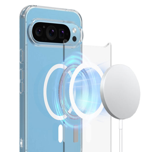 For Google Pixel 9 Pro Big Pore Acrylic PC Hybrid TPU MagSafe Phone Case(Transparent) by buy2fix