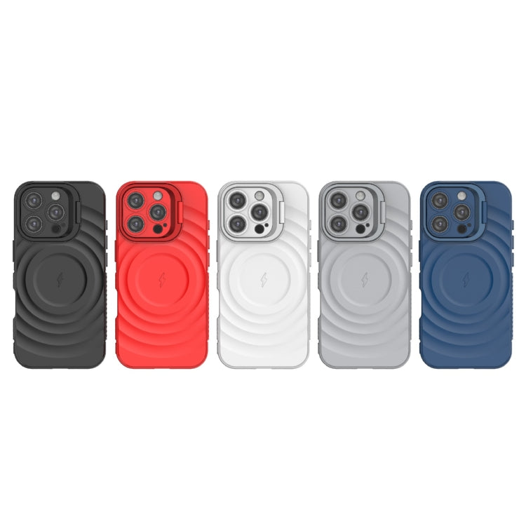 For iPhone 16 Pro Lens Frame Bracket Corrugated MagSafe Phone Case(Black) by buy2fix