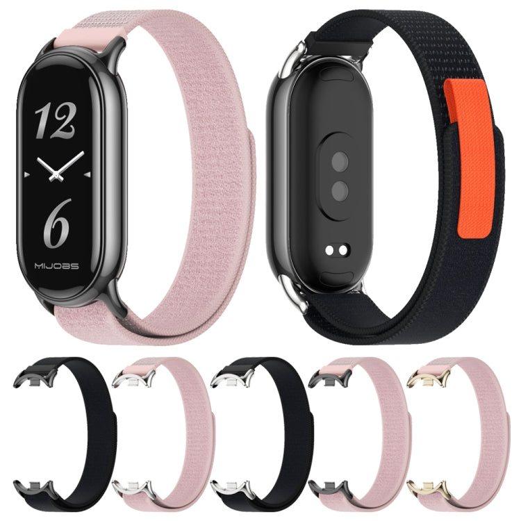 For Xiaomi Smart Band 9 / 8 MIJOBS Nylon Watch Band Wristband(Pink Black) by MIJOBS
