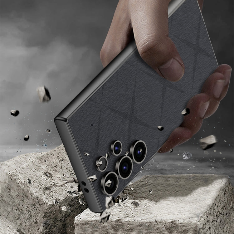 For Samsung Galaxy S23 Ultra 5G GKK Asterism Metal Paint Skin Feel Leather Full Coverage Phone Case, Not Included Pen(Black) by GKK