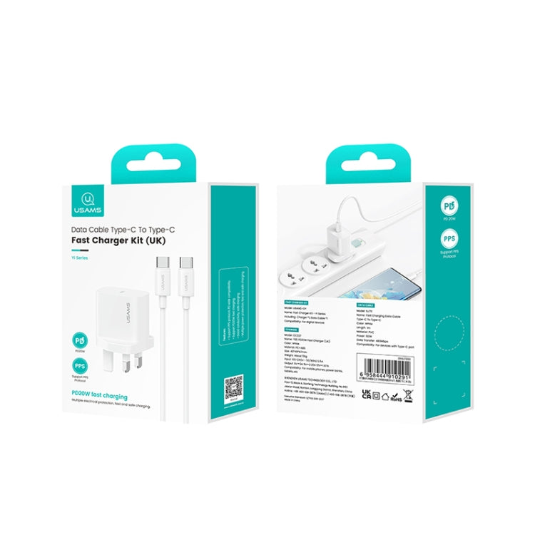 USAMS CC227 20W Fast Charging Charger Set, USB-C / Type-C to USB-C / Type-C(UK Plug) - USB Charger by USAMS | Online Shopping UK | buy2fix