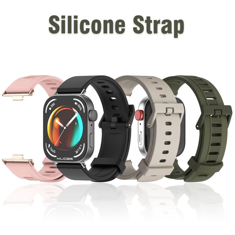 For Huawei Watch Fit3 MIJOBS Flat Hole Silicone Watch Band(Black Silver) by MIJOBS