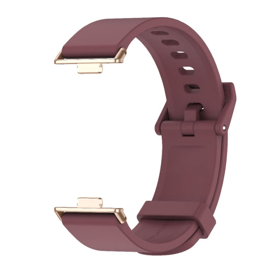 For Huawei Watch Fit3 MIJOBS Solid Color Silicone Watch Band(Wine Red Rose Gold) by MIJOBS