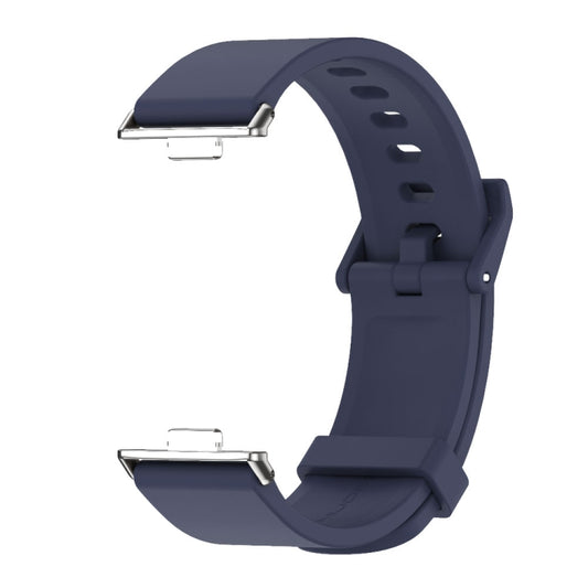 For Huawei Watch Fit3 MIJOBS Solid Color Silicone Watch Band(Dark Blue Silver) by MIJOBS