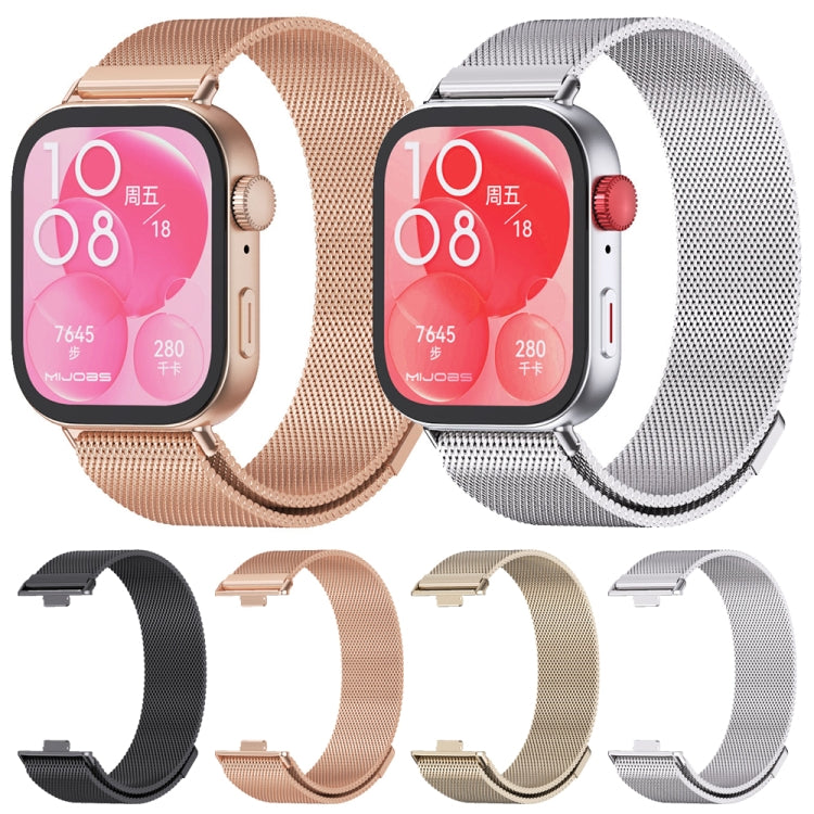 For Huawei Watch Fit3 MIJOBS Milan Magnetic Stainless Steel Watch Band(Rose Gold) by MIJOBS