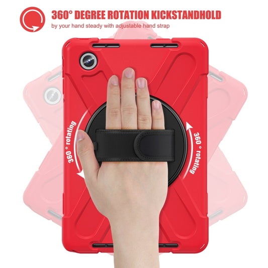 For Lenovo Tab M11 /Xiaoxin Pad 11 2024 Rotatable Holder Silicone Hybrid PC Tablet Case with Shoulder Strap(Red) by buy2fix