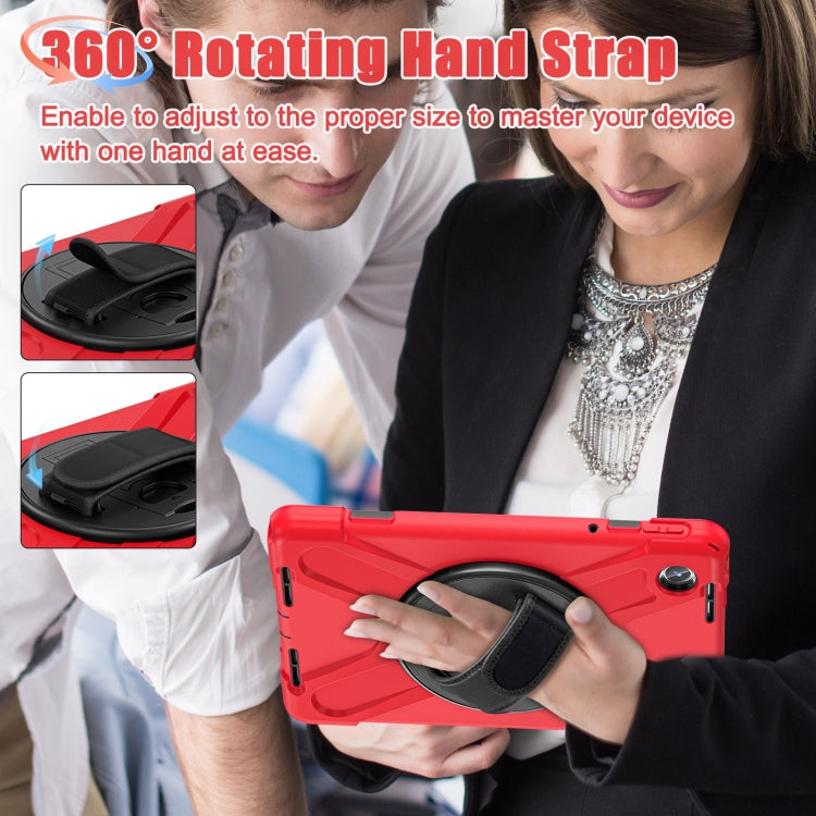 For Lenovo Tab M11 /Xiaoxin Pad 11 2024 Rotatable Holder Silicone Hybrid PC Tablet Case with Shoulder Strap(Red) by buy2fix