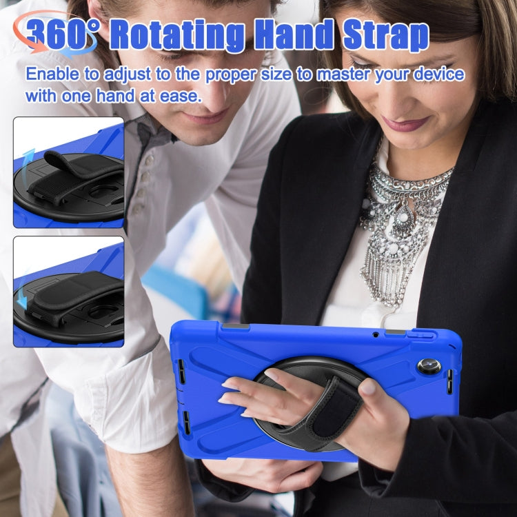 For Lenovo Tab M11 /Xiaoxin Pad 11 2024 Rotatable Holder Silicone Hybrid PC Tablet Case with Shoulder Strap(Blue) by buy2fix