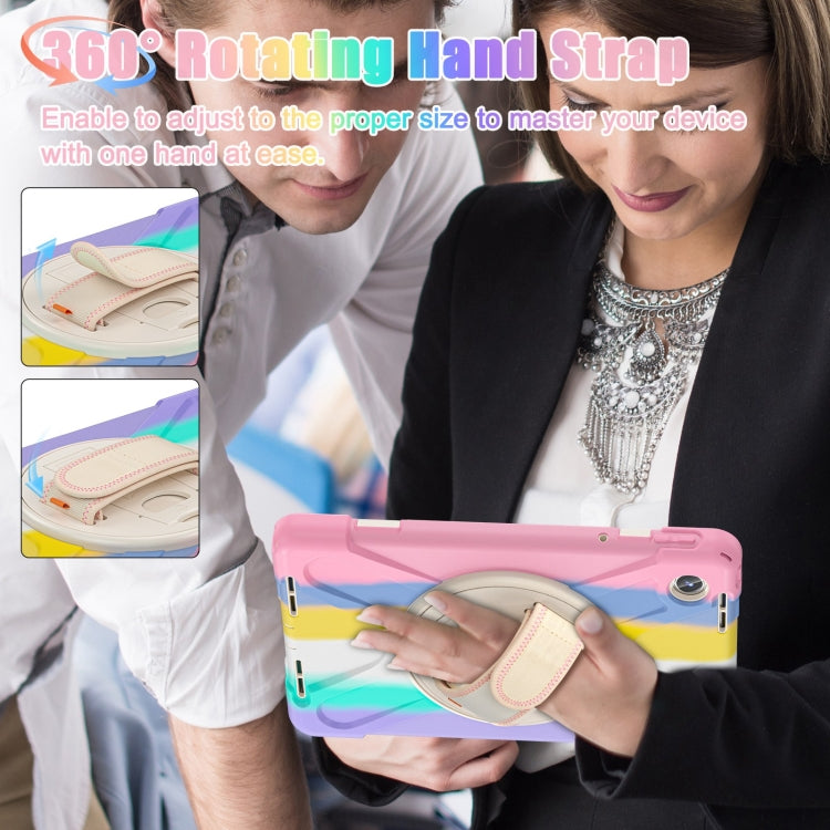 For Lenovo Tab M11 /Xiaoxin Pad 11 2024 Rotatable Holder Silicone Hybrid PC Tablet Case with Shoulder Strap(Colorful Pink) by buy2fix