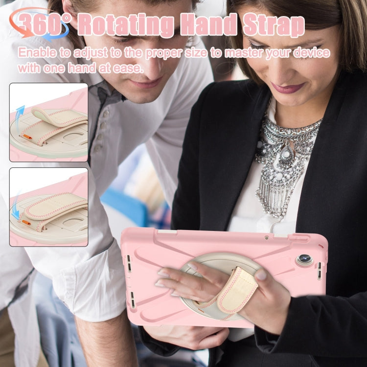 For Lenovo Tab M11 /Xiaoxin Pad 11 2024 Rotatable Holder Silicone Hybrid PC Tablet Case with Shoulder Strap(Pink) by buy2fix