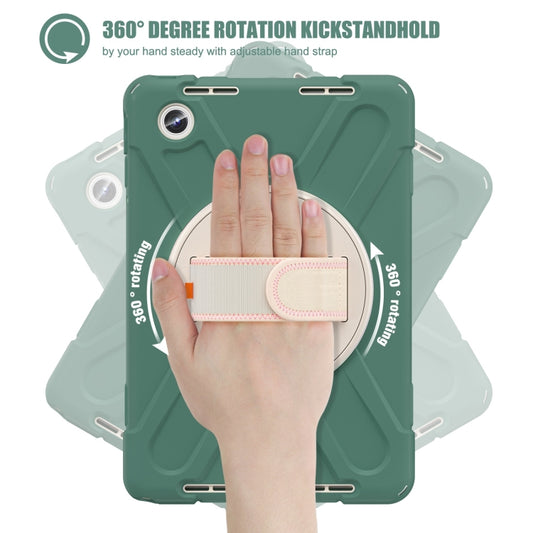 For Lenovo Tab M11 /Xiaoxin Pad 11 2024 Rotatable Holder Silicone Hybrid PC Tablet Case with Shoulder Strap(Emerald Green) by buy2fix