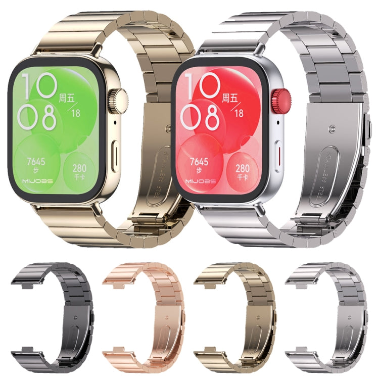 For Huawei Watch Fit3 MIJOBS Bamboo Stainless Steel Watch Band(Rose Gold) by MIJOBS