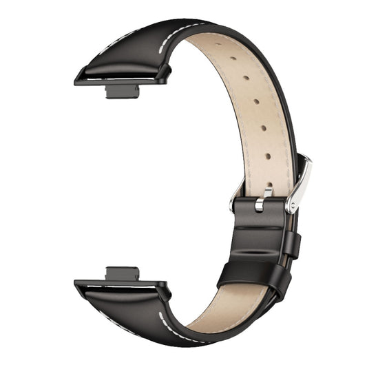For Huawei Watch Fit3 MIJOBS Slim Genuine Leather Watch Band(Black) by MIJOBS