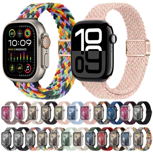 For Apple Watch Ultra 49mm Slim Magnetic Buckle Nylon Braided Watch Band(W Pattern Colorful) by buy2fix