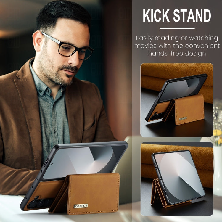 For Samsung Galaxy Z Fold6 DG.MING M1 Series 3-Fold Multi Card Wallet + Magnetic Phone Case(Brown) by DG.MING