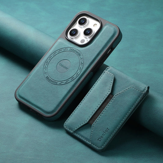 For iPhone 14 Pro Max Denior D17 Skin Feel MagSafe Detachable Card Slot Phone Case(Blue) by Denior