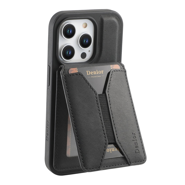 For iPhone 14 Pro Max Denior D17 Skin Feel MagSafe Detachable Card Slot Phone Case(Black) by Denior