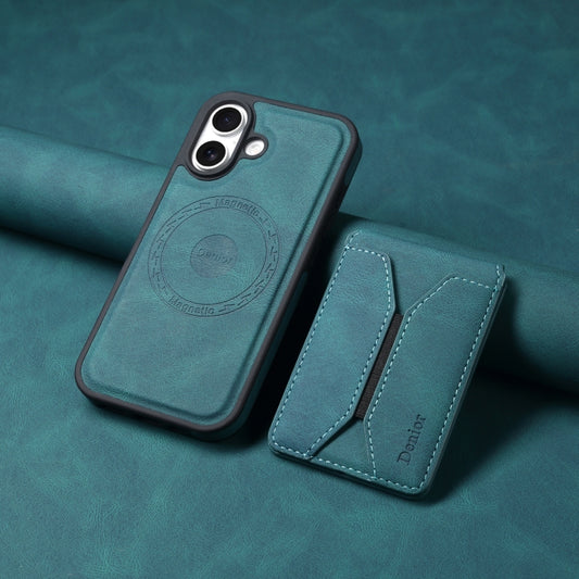 For iPhone 16 Denior D17 Skin Feel MagSafe Detachable Card Slot Phone Case(Blue) by Denior