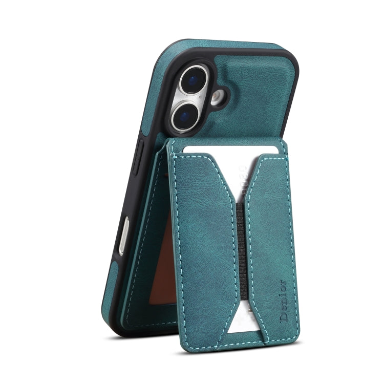 For iPhone 16 Plus Denior D17 Skin Feel MagSafe Detachable Card Slot Phone Case(Blue) by Denior