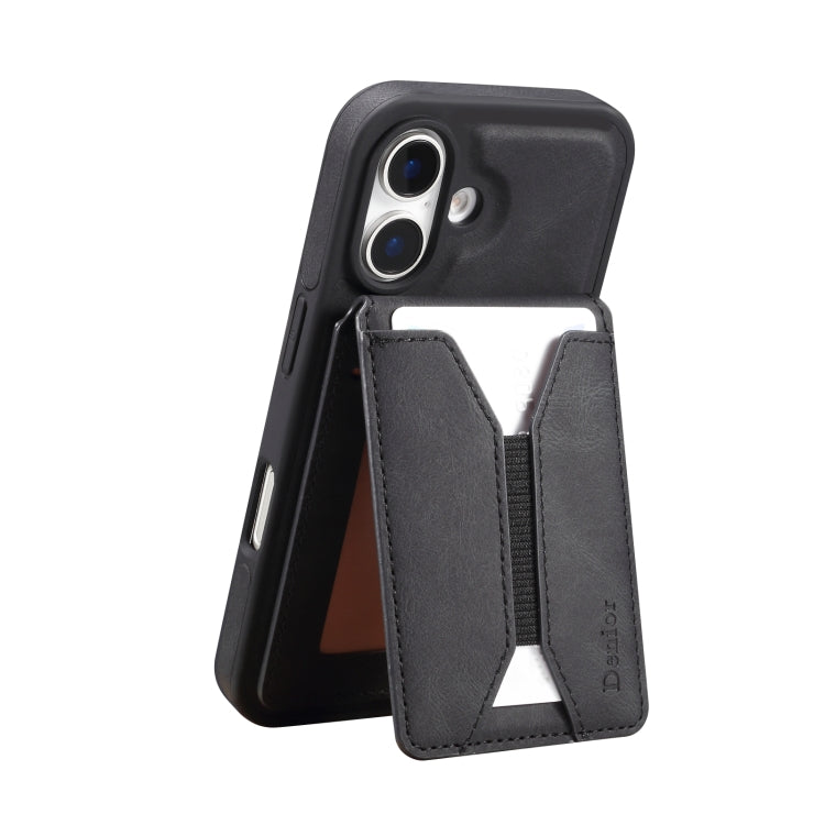 For iPhone 16 Plus Denior D17 Skin Feel MagSafe Detachable Card Slot Phone Case(Black) by Denior