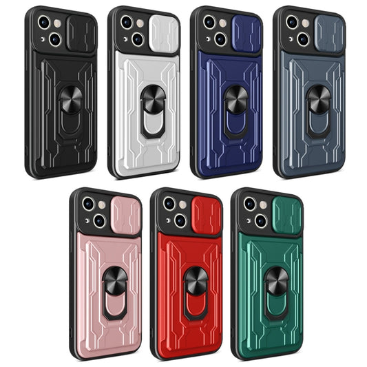 For iPhone 15 Sliding Camshield TPU+PC Phone Case with Card Slot(Black) by buy2fix