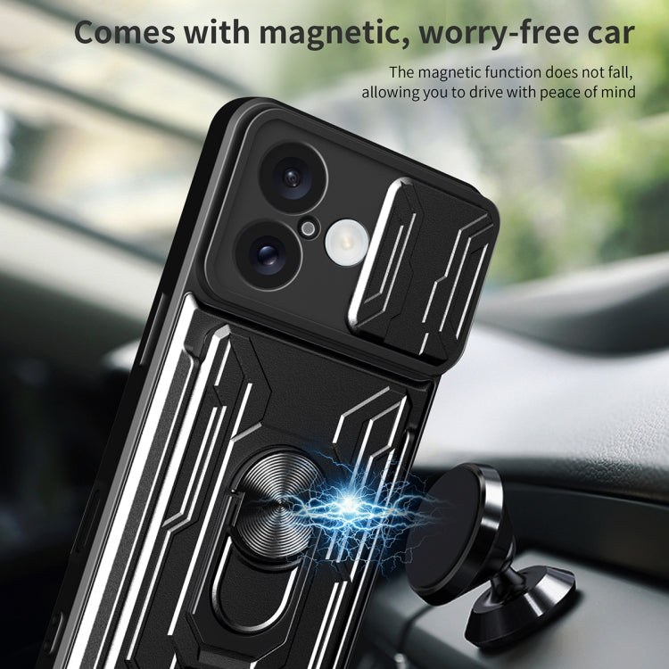 For iPhone 16 Sliding Camshield TPU+PC Phone Case with Card Slot(White) by buy2fix