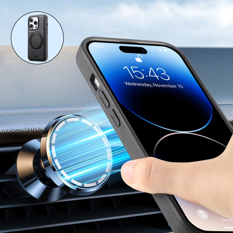 For iPhone 12 Pro Max Denior A14 Skin Feel Rotating Holder MagSafe Phone Case(Black) by Denior