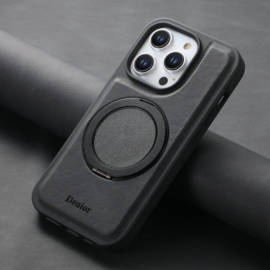 For iPhone 14 Pro Max Denior A14 Skin Feel Rotating Holder MagSafe Phone Case(Black) by Denior